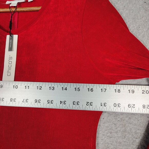 Chico's Travelers Dress Womens 0 US Small Red Allure High V-Neck Bell Sleeve NWT - Picture 9 of 12
